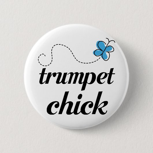 Cute Trumpet Chick Blue Ronde Button 5,7 Cm (Voorkant)