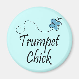 Cute Trumpet Chick Music Magneet