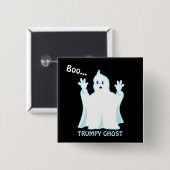 Cute Trumpy Ghost Vierkante Button 5,1 Cm (Voorkant /achterkant)