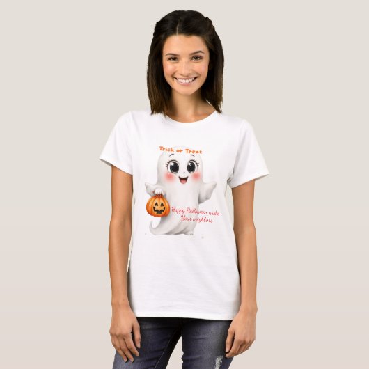 Cute tshirt happy Halloween with adjustable text  (Devant entier)