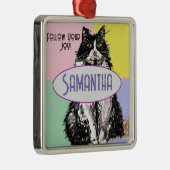 Cute Tuedo Chat Pastel Pink Enfants Nom Décoration (Droite)