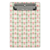Cute Tulip Checkered Pattern | Pastel Floral Mini Klembord (Voorkant)
