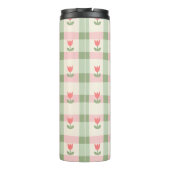 Cute Tulip Checkered Pattern | Pastel Floral  Thermosbeker (Achterkant)