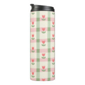 Cute Tulip Checkered Pattern | Pastel Floral  Thermosbeker (Geroteerd rechts)