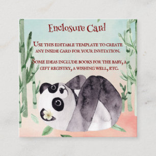 Cute Tumbling Panda Gender Baby shower Uitnodiging Informatiekaartje