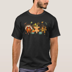Cute Turkey Autism Awareness Puzzle Pumpkin Bedank T-shirt