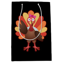 Cute Turkey Girl Gobble - Thanksgiving Gift Medium Cadeauzakje