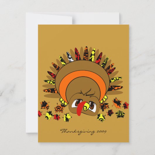 Cute Turkey Kaart (Achterkant)