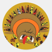 Cute Turkey Ronde Sticker (Voorkant)