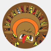 Cute Turkey Ronde Sticker (Voorkant)