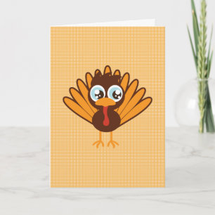 Cute Turkey Thanksgiving Card Feestdagen Kaart