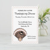 Cute Turkey Thanksgiving Dinner Kaart (Staand voorkant)