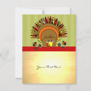 Cute Turkey Thanksgiving Flyer Feestdagenkaart