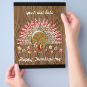 Cute Turkey Thanksgiving Flyer Wood Grain (Hand)