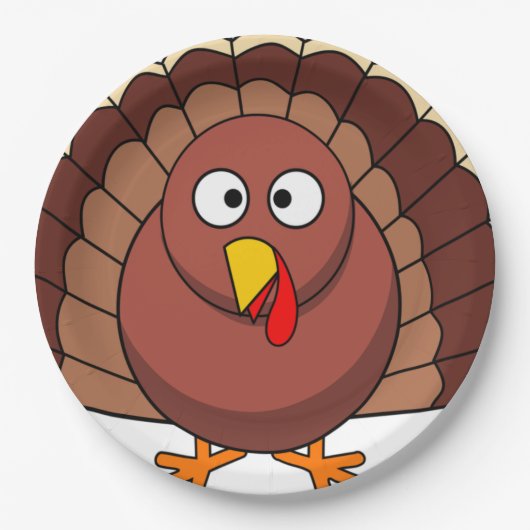 Cute Turkey Thanksgiving Papieren Bordje (Voorkant)