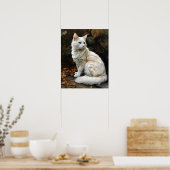 Cute turque Angora Cat Art Imprimer Poster (Cuisine)