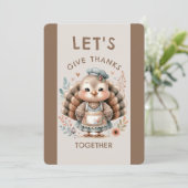 Cute Turquie Thanksgiving Dîner de fête Invitation (Debout devant)