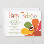 Cute Turquie Thanksgiving Dîner de fête Invitation (Devant)
