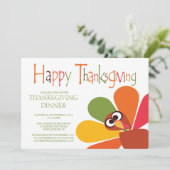 Cute Turquie Thanksgiving Dîner de fête Invitation (Debout devant)