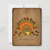 Cute Turquie Thanksgiving Dîner Invitation (Dos)
