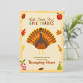 Cute Turquie Thanksgiving Dîner Invitation (Debout devant)