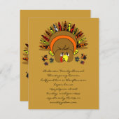 Cute Turquie Thanksgiving Dîner Invitation (Devant / Derrière)