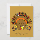 Cute Turquie Thanksgiving Dîner Invitation (Dos)