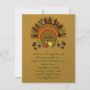 Cute Turquie Thanksgiving Dîner Invitation