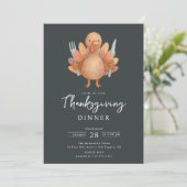 Cute Turquie Thanksgiving Dîner Invitation (Debout devant)