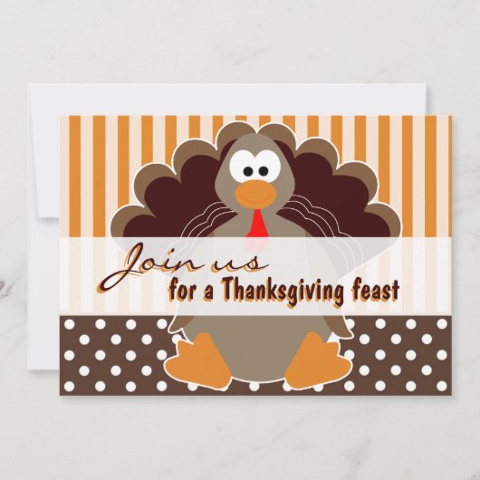 Cute Turquie Thanksgiving Invitations (Devant)