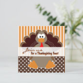 Cute Turquie Thanksgiving Invitations (Debout devant)