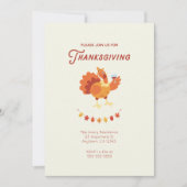 Cute Turquie Vin Thanksgiving Invitation (Devant)