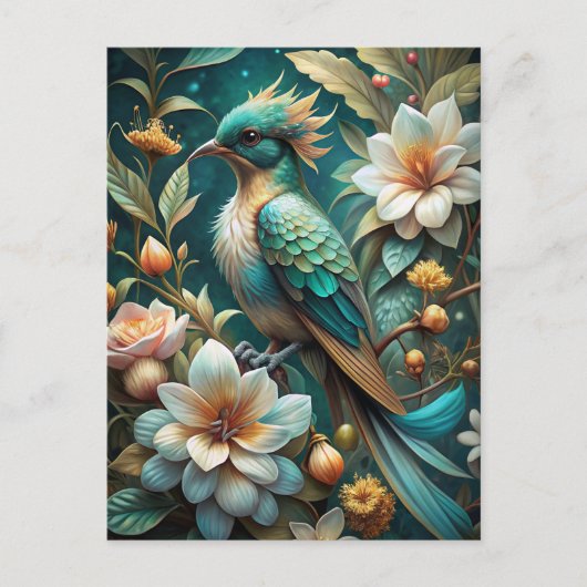 Cute Turquoise Bird Briefkaart (Voorkant)
