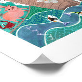 Cute turquoise blauwe kinder ark van Noach kindere Poster (Hoek)