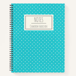 Cute Turquoise Blue Polka Dots Personalized Notitieboek