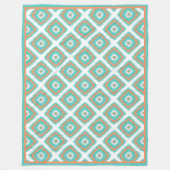 Cute Turquoise Diamond Squares Ikat Mosaic Pattern Fleece Deken (Voorkant)