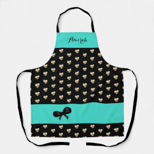 Cute Turquoise en Black Gold Heart Pattern Schort