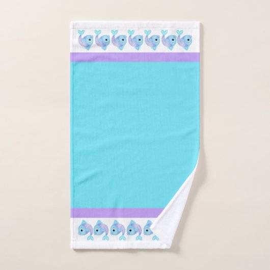 Cute Turquoise en Paarse Fish Bath Towel Set Bad Handdoek (Handdoek)