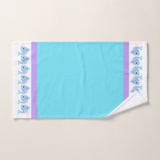 Cute Turquoise en Paarse Fish Bath Towel Set Bad Handdoek (Handdoek)