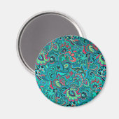 Cute  turquoise floral magneet (Voorkant / Achterkant)