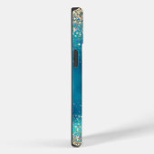 Cute turquoise gold faux glitter monogram Case-Mate iPhone case (Achterkant / Rechts)