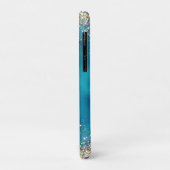 Cute turquoise gold faux glitter monogram Case-Mate iPhone case (Achterkant/links)