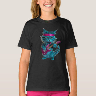 Cute Turquoise Kat Kinder T-Shirt