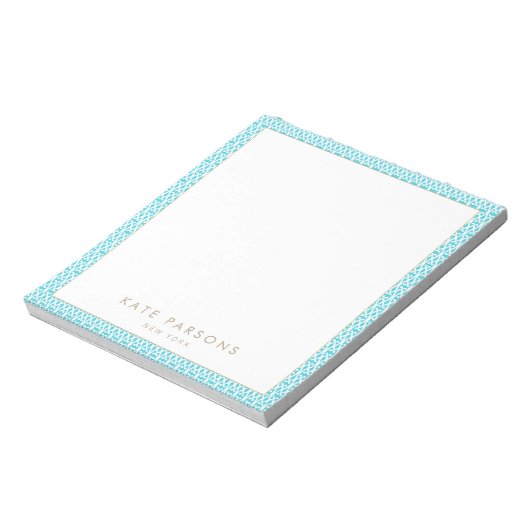 Cute Turquoise Lattice Pattern Notitieblok (Gedraaid)
