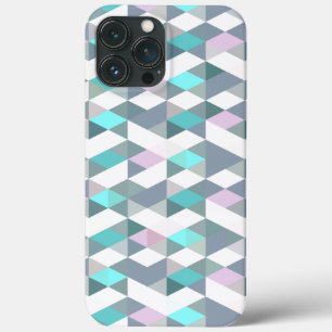 Cute Turquoise Pink Squares Triangles Art Pattern iPhone 13 Pro Max Hoesje
