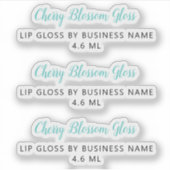 Cute Turquoise Script Clean Lip Gloss Makeup Sticker (Voorkant)