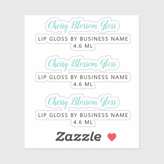 Cute Turquoise Script Clean Lip Gloss Makeup Sticker (Vel)