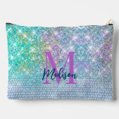 Cute Turquoise unicorn faux glitter monogram Etui (Achterkant)