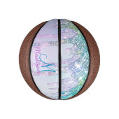 Cute Turquoise Unicorn Rainbow Glitter Drivers Basketbal (Verticaal)