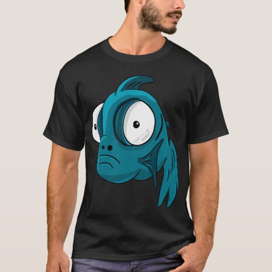 Cute Turquoise Vis ontwerp, Dieren stijl T-shirt (Voorkant)